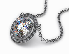 18k White Gold 0.50ct H-I, SI Pave Set Frame Diamond Pendant 